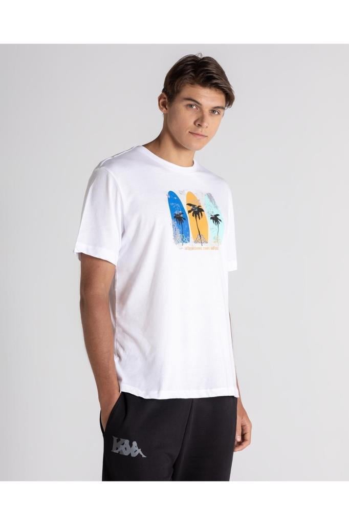 Kappa Logo Atlantic M T-shirt Erkek Beyaz Tshirt 361E88W
