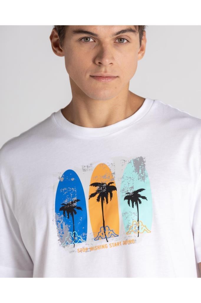 Kappa Logo Atlantic M T-shirt Erkek Beyaz Tshirt 361E88W