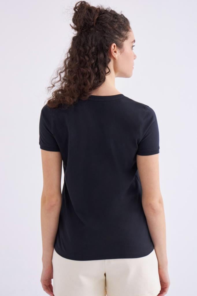Kappa Logo Cabou T-shirt Kadın Siyah Tshirt 361D5UW