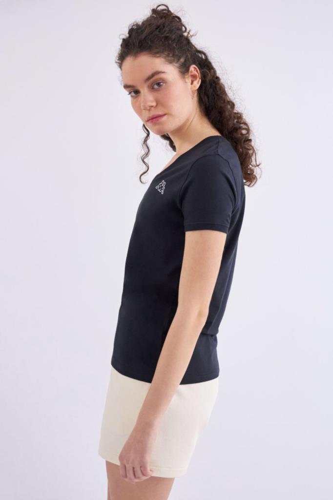 Kappa Logo Cabou T-shirt Kadın Siyah Tshirt 361D5UW