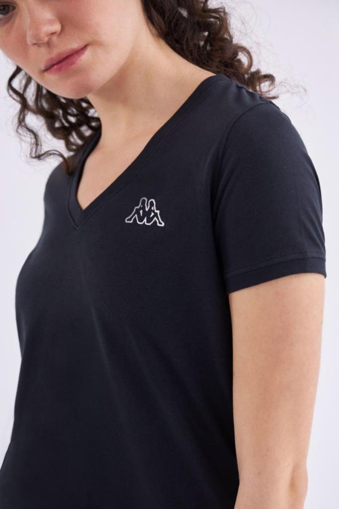 Kappa Logo Cabou T-shirt Kadın Siyah Tshirt 361D5UW
