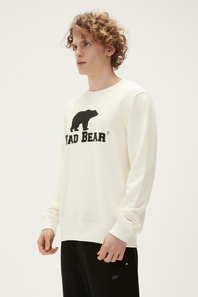 Logo Crewneck Marshmalllow Bad Bear Beyaz Erkek Sweatshirt