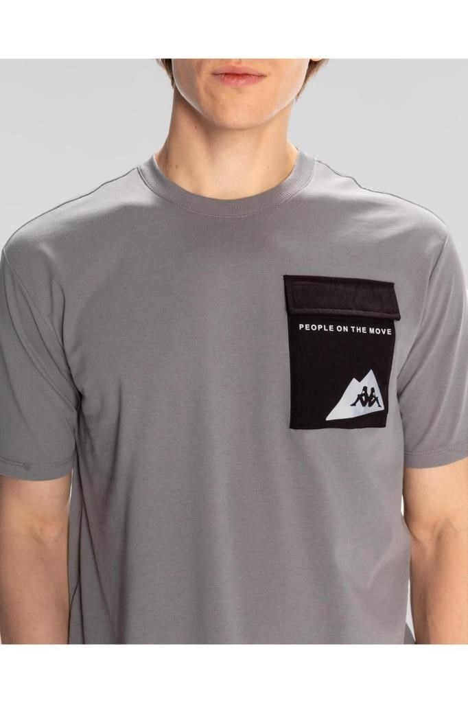Maska Erkek Gri-mavi Regular Fit Tişört 321W7ZW Gri Tişört Kappa