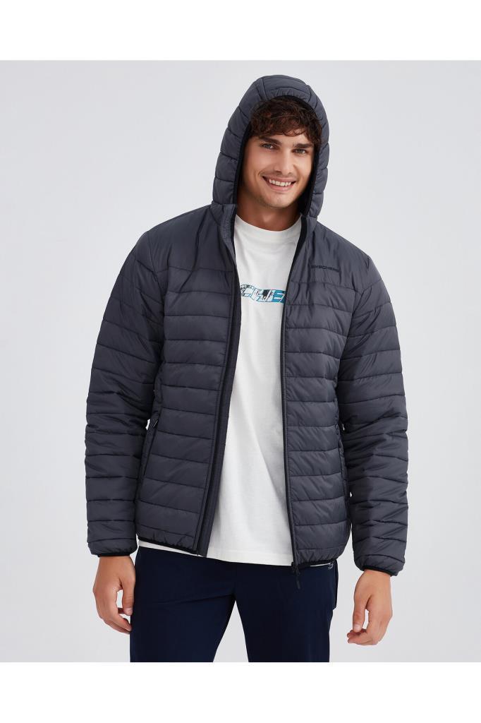 Skechers Erkek Mont M Essential Hooded Jacket Erkek Gri Mont S202063-040