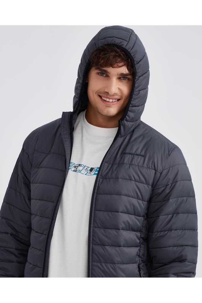 Skechers Erkek Mont M Essential Hooded Jacket Erkek Gri Mont S202063-040