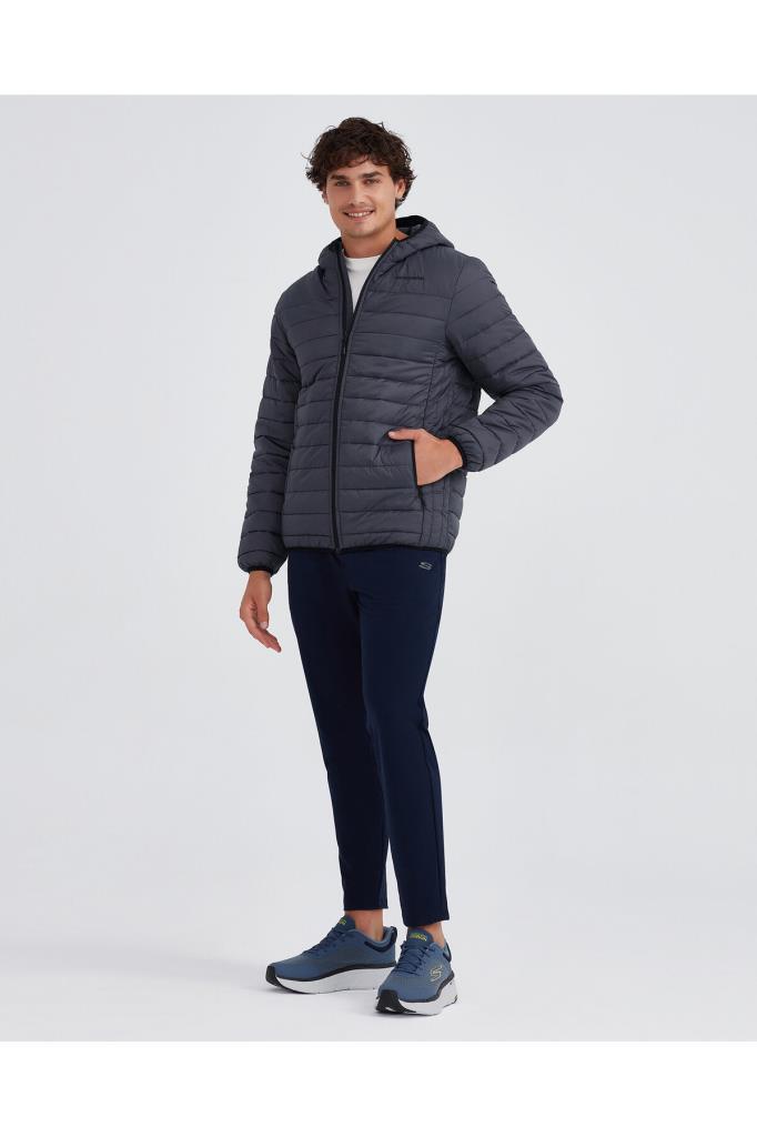 Skechers Erkek Mont M Essential Hooded Jacket Erkek Gri Mont S202063-040