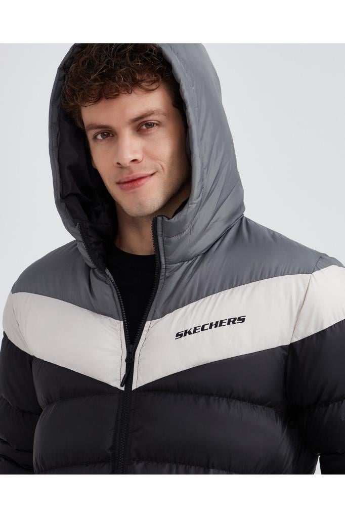 Skechers Erkek Mont M Outerwear Colorblock Padded Jacket Erkek Siyah Mont S222069-001