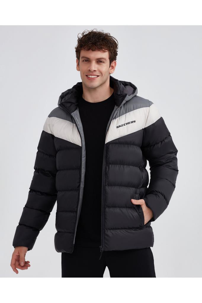 Skechers Erkek Mont M Outerwear Colorblock Padded Jacket Erkek Siyah Mont S222069-001
