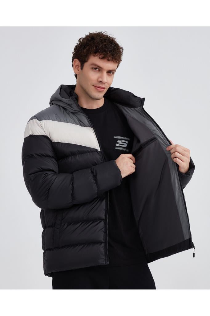 Skechers Erkek Mont M Outerwear Colorblock Padded Jacket Erkek Siyah Mont S222069-001