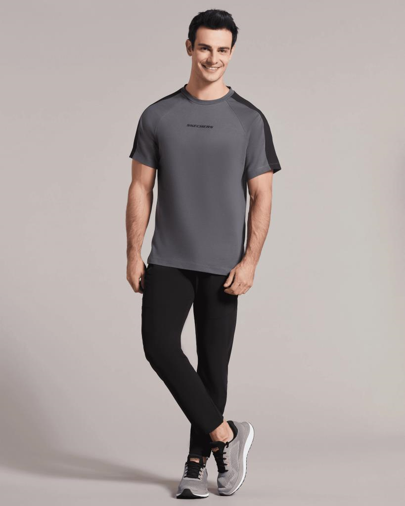 Skechers M Branded Stripe T-shirt Erkek Gri Tshirt S212219 003