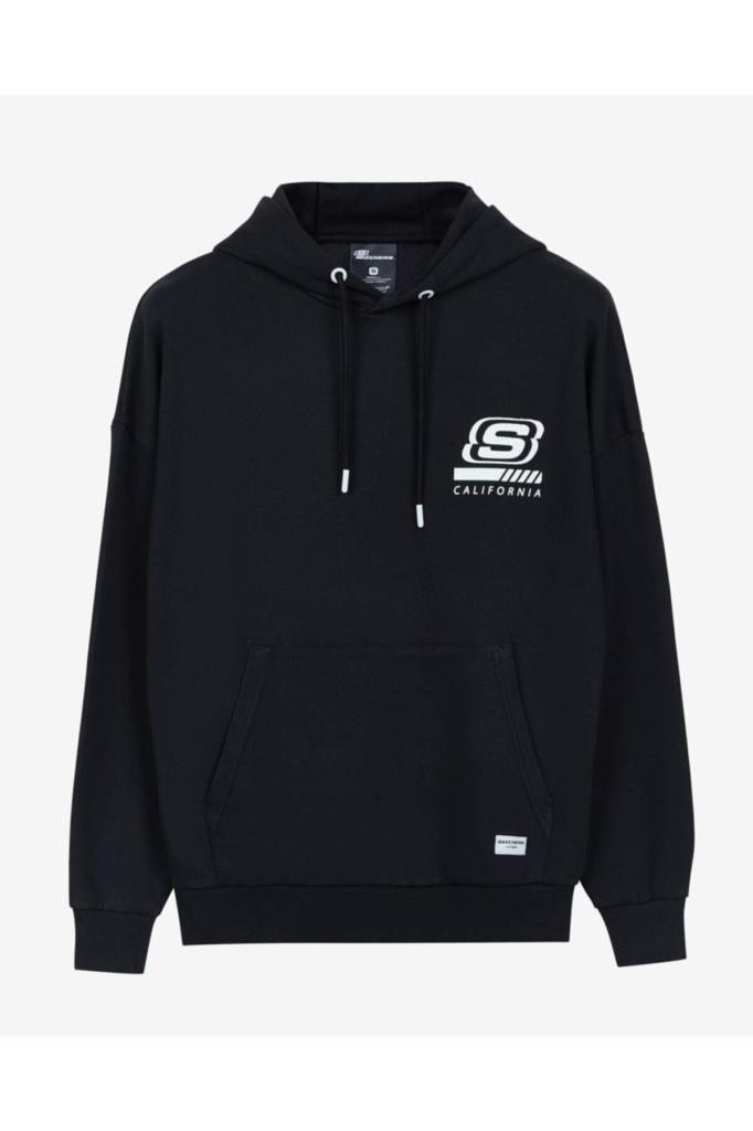 Skechers M Chest Logo Hoodie Erkek Siyah Sweatshirt S212937 001