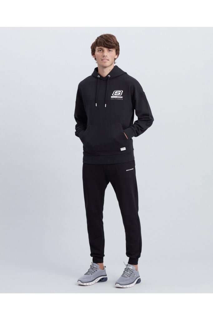 Skechers M Chest Logo Hoodie Erkek Siyah Sweatshirt S212937 001