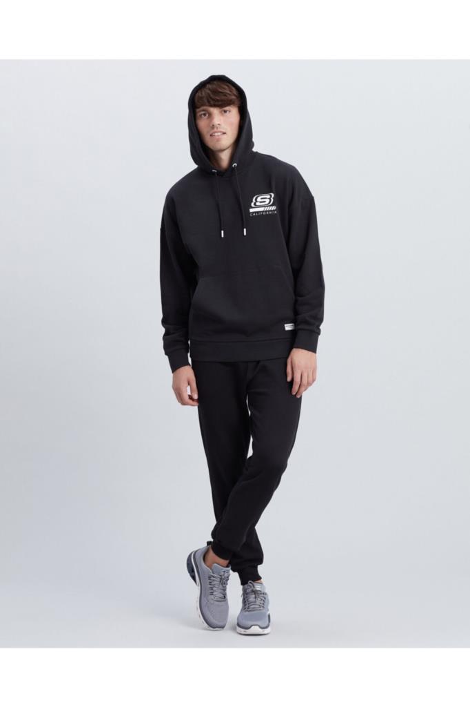 Skechers M Chest Logo Hoodie Erkek Siyah Sweatshirt S212937 001