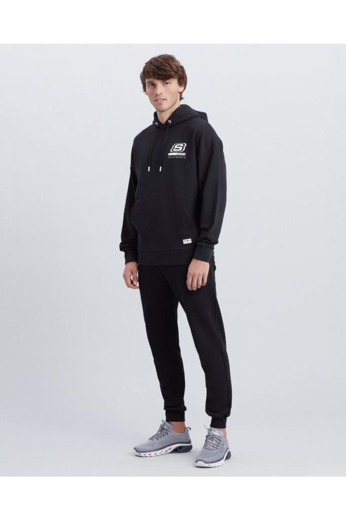 Skechers M Chest Logo Hoodie Erkek Siyah Sweatshirt S212937 001