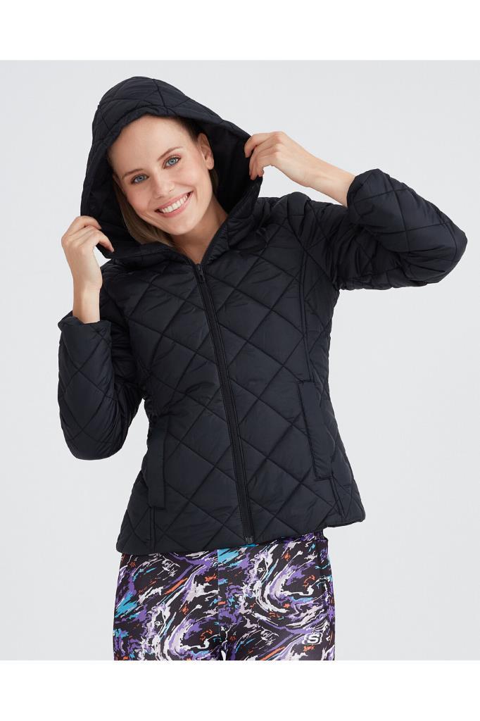 W Capitone Hooded Jacket Kadın Siyah Mont S212001-001