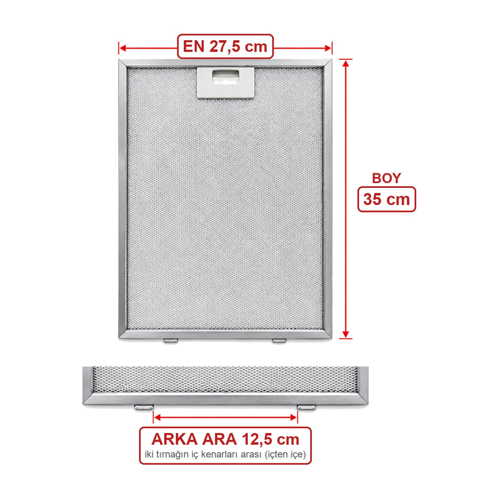 Altus Uyumlu Davlumbaz 27,5X35 CM Arka Aralık 12,5 CM Aspiratör Filtresi