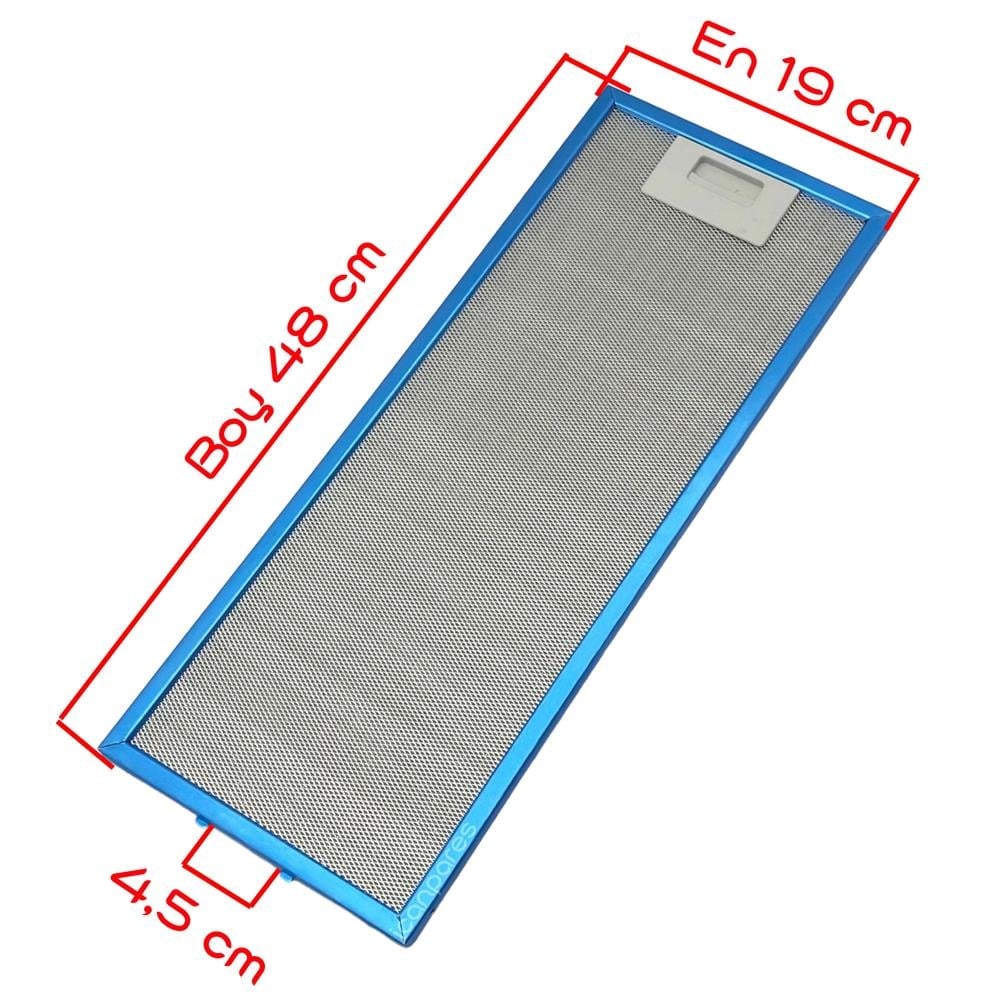 En 19 cm Boy 48 cm Aspiratör Davlumbaz Metal Yağ Filtresi