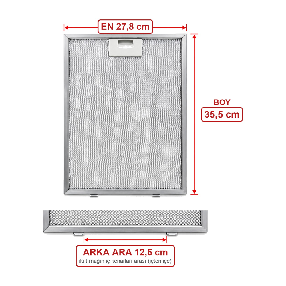Hotpoint Ariston Uyumlu Davlumbaz 27,8X35,5 CM Arka Ara 12,5 CM Filtresi