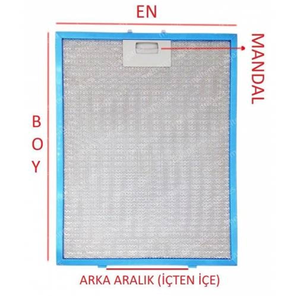 ICF Uyumlu Davlumbaz 27,5X33,5 CM Arka Aralık 12,5 CM Aspiratör Filtresi