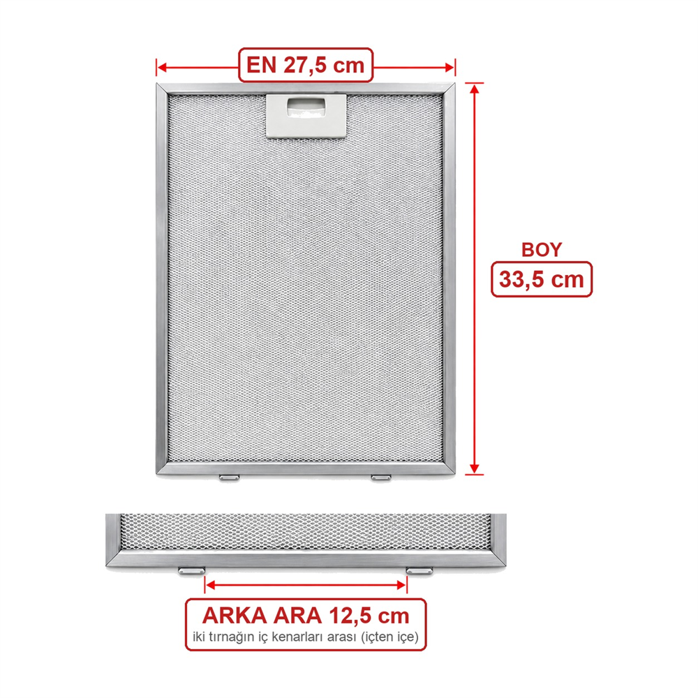 Kumtel Uyumlu Davlumbaz 27,5X33,5 CM Arka Ara 12,5 CM Aspiratör Filtresi
