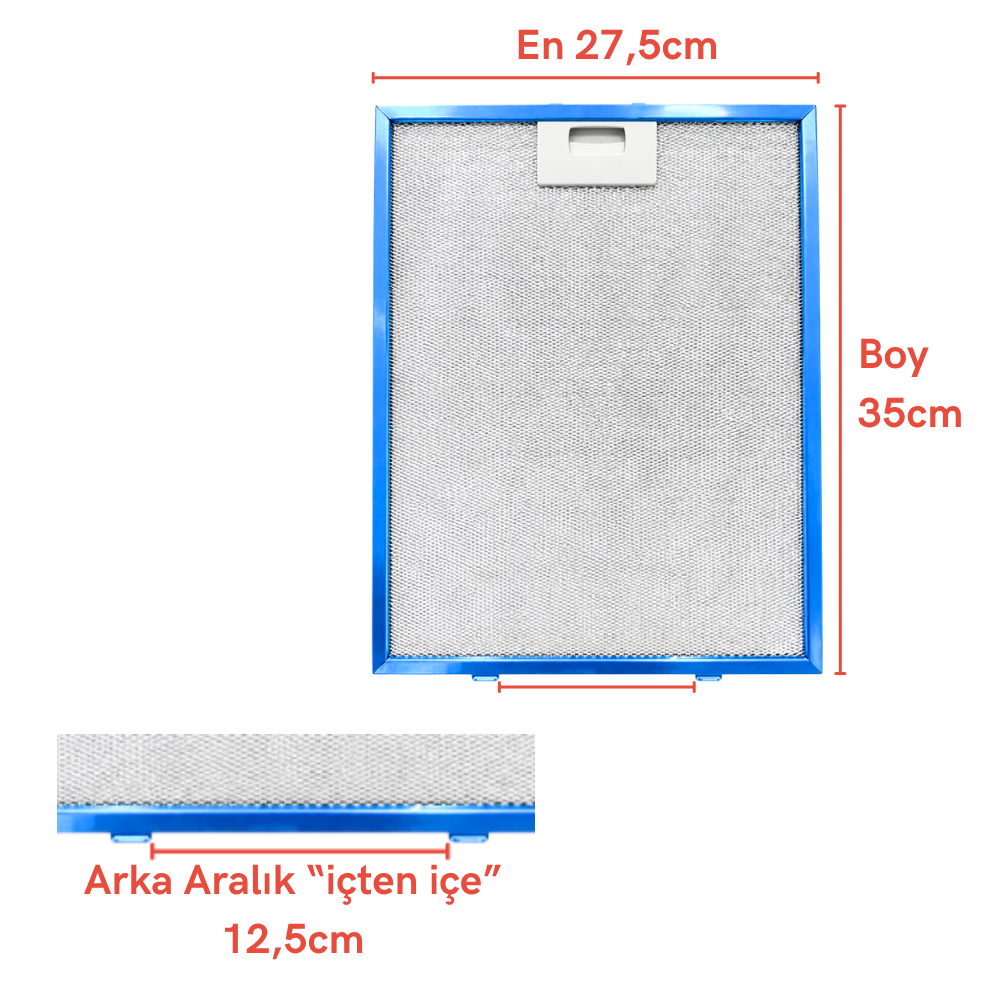 Siemens Uyumlu Davlumbaz 27,5X35 CM Arka Ara 12,5 CM Aspiratör Filtresi