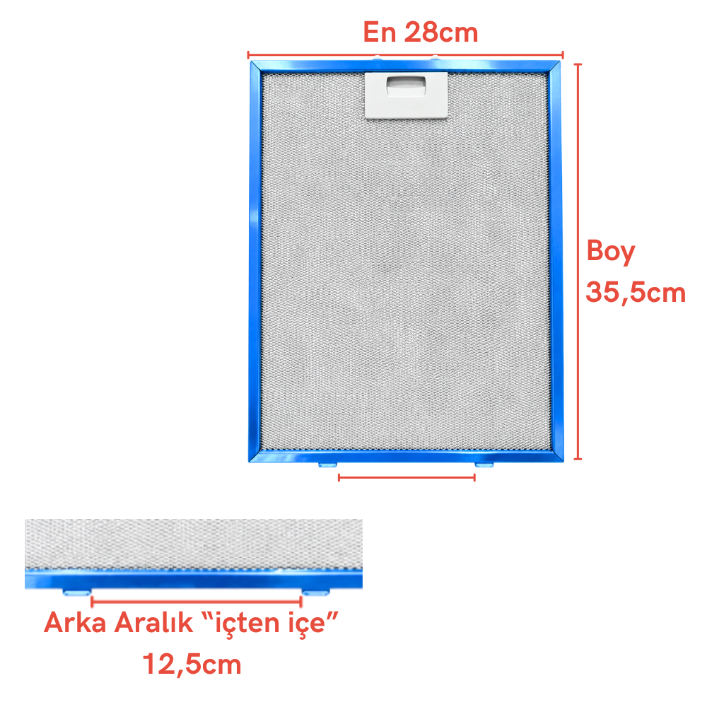 Simfer Uyumlu Davlumbaz 28X35,5 CM Arka Aralık 12,5CM Aspiratör Filtresi