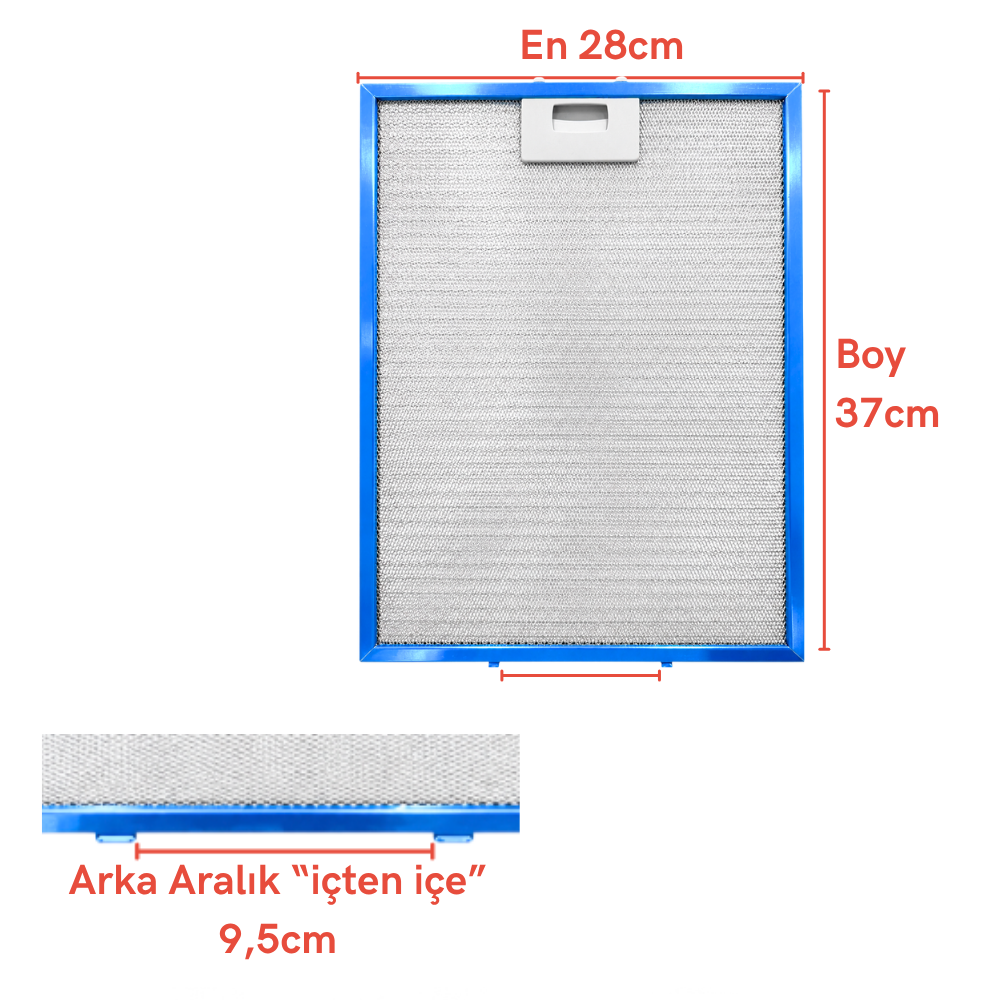 Teka Uyumlu Davlumbaz 28X37 CM Arka Aralık 9,5 CM Aspiratör Filtresi