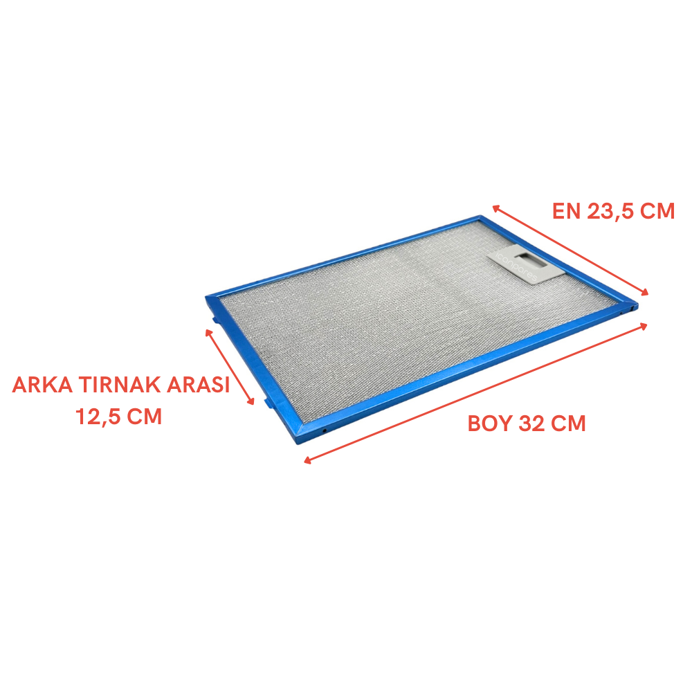 En 235mm Boy 320mm Arka Tırnak Arası 125mm Aspiratör Metal Yağ Filtresi 23,5*32cm