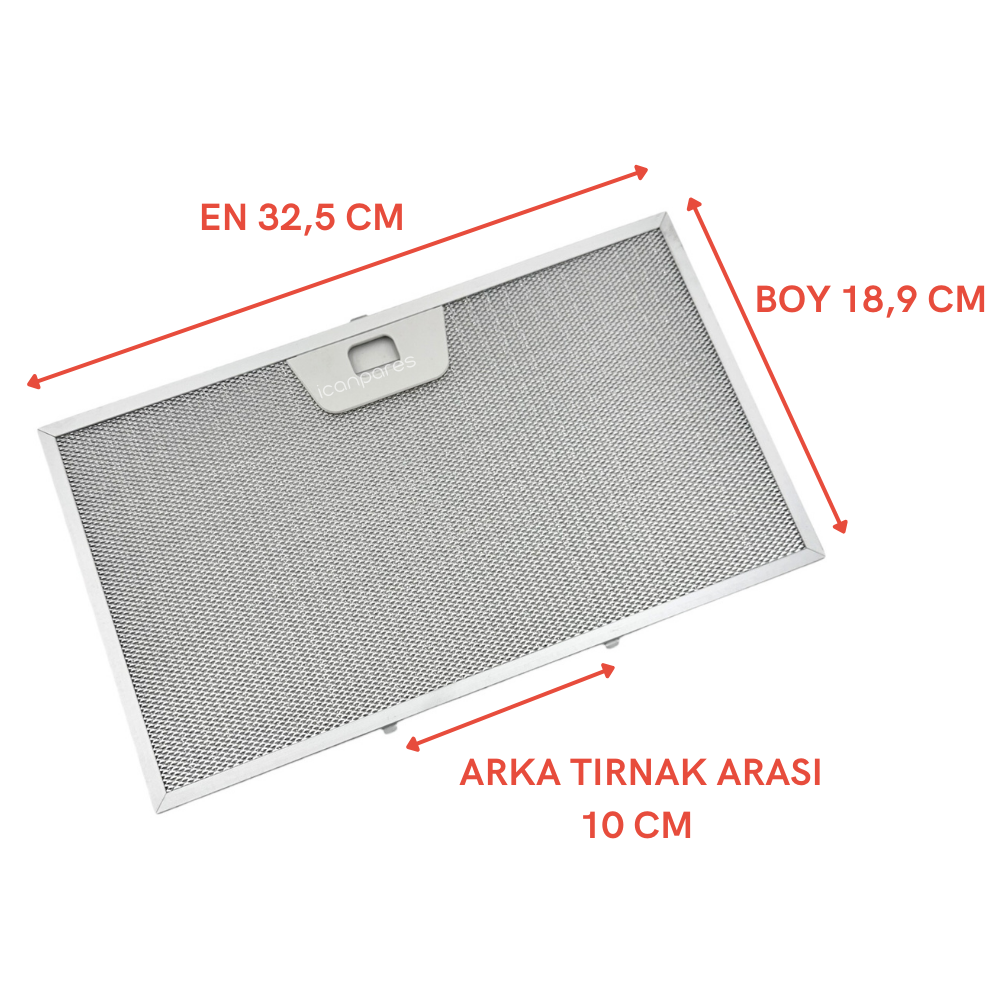 En 325mm Boy 189mm Arka Tırnak Arası 100mm Aspiratör Metal Yağ Filtresi 32,5cm*18,9cm Tek Tırnaklı