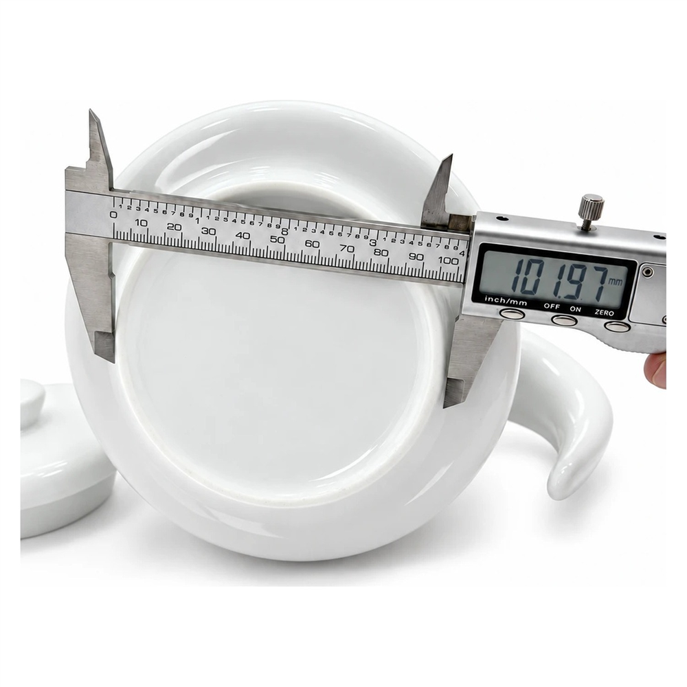 Beyaz Porselen Demlik Kapaklı - Seramik Çay Demliği 154 mm
