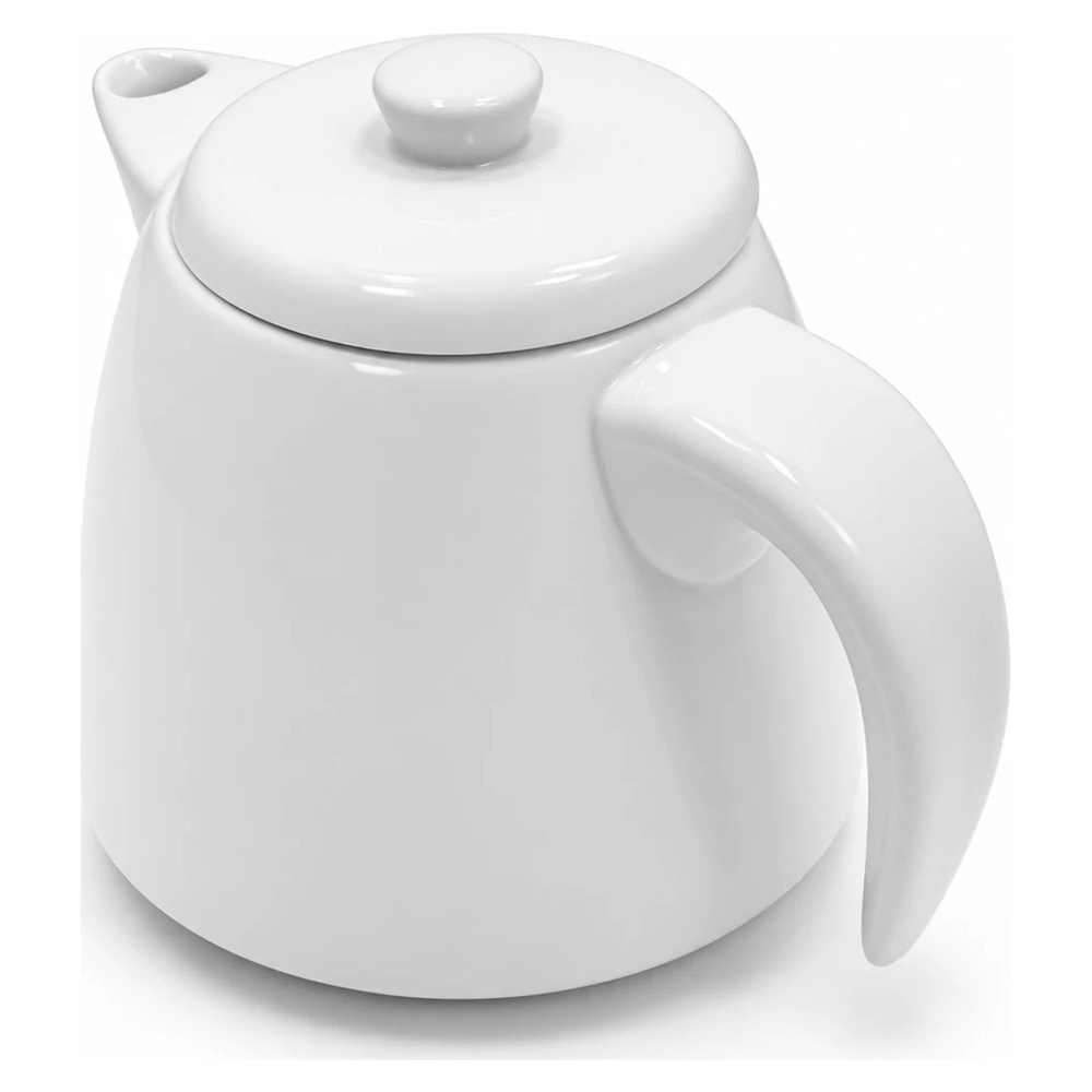 Beyaz Porselen Demlik Kapaklı - Seramik Çay Demliği 154 mm