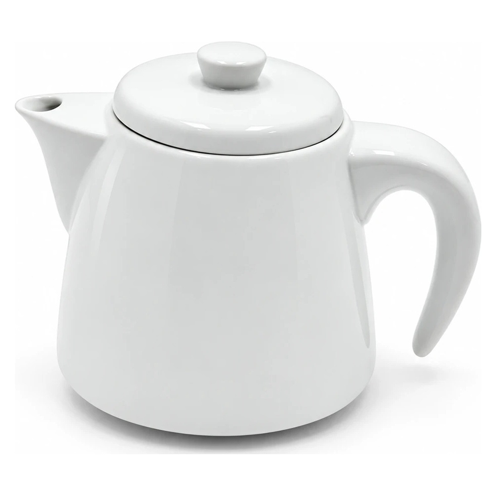 Beyaz Porselen Demlik Kapaklı - Seramik Çay Demliği 154 mm