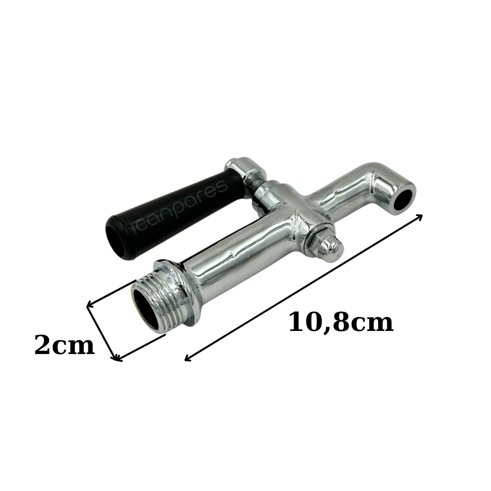 Semaver Musluk Göstergesiz, Dıştan Dişli, Demir, Kazan ve Kahveci Musluğu 10,8X6,5cm - 2cm Dişli