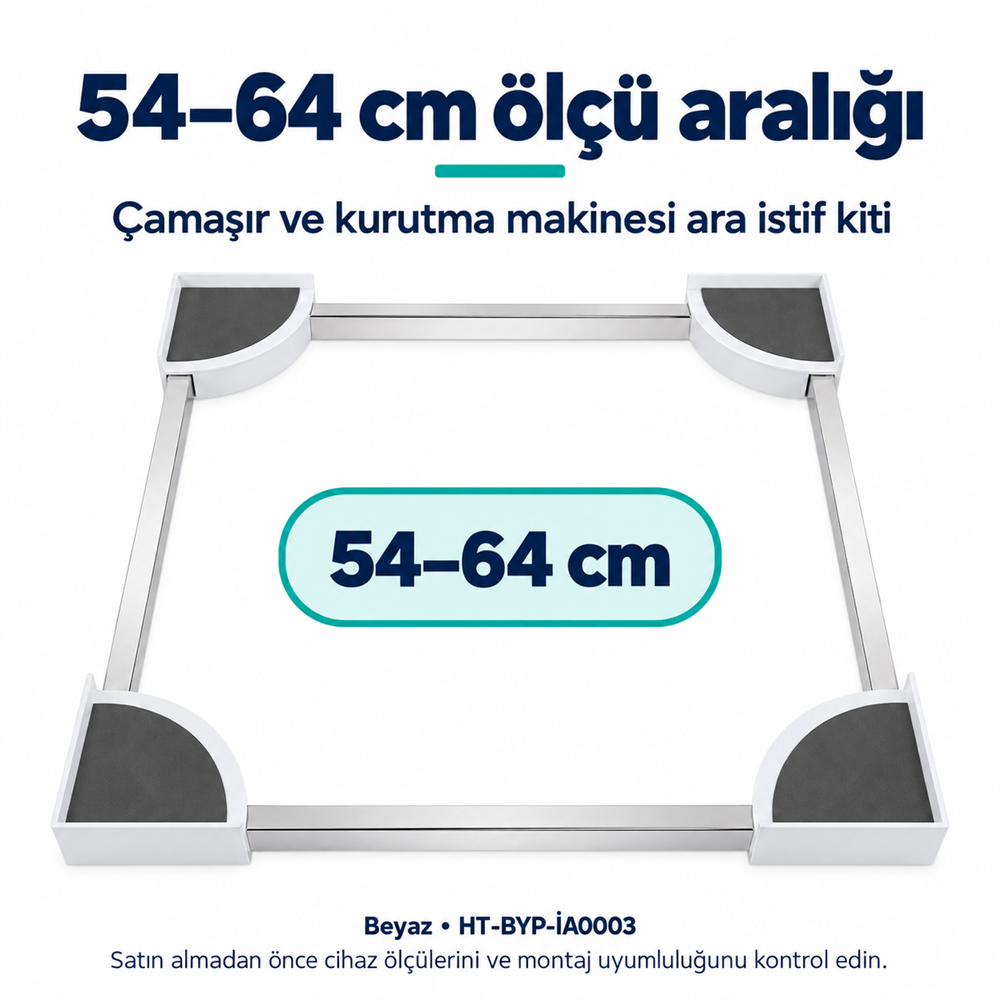 Hoover Uyumlu Çamaşır - Kurutma Makinesi Ara İstif Kiti 54-64 cm - Beyaz