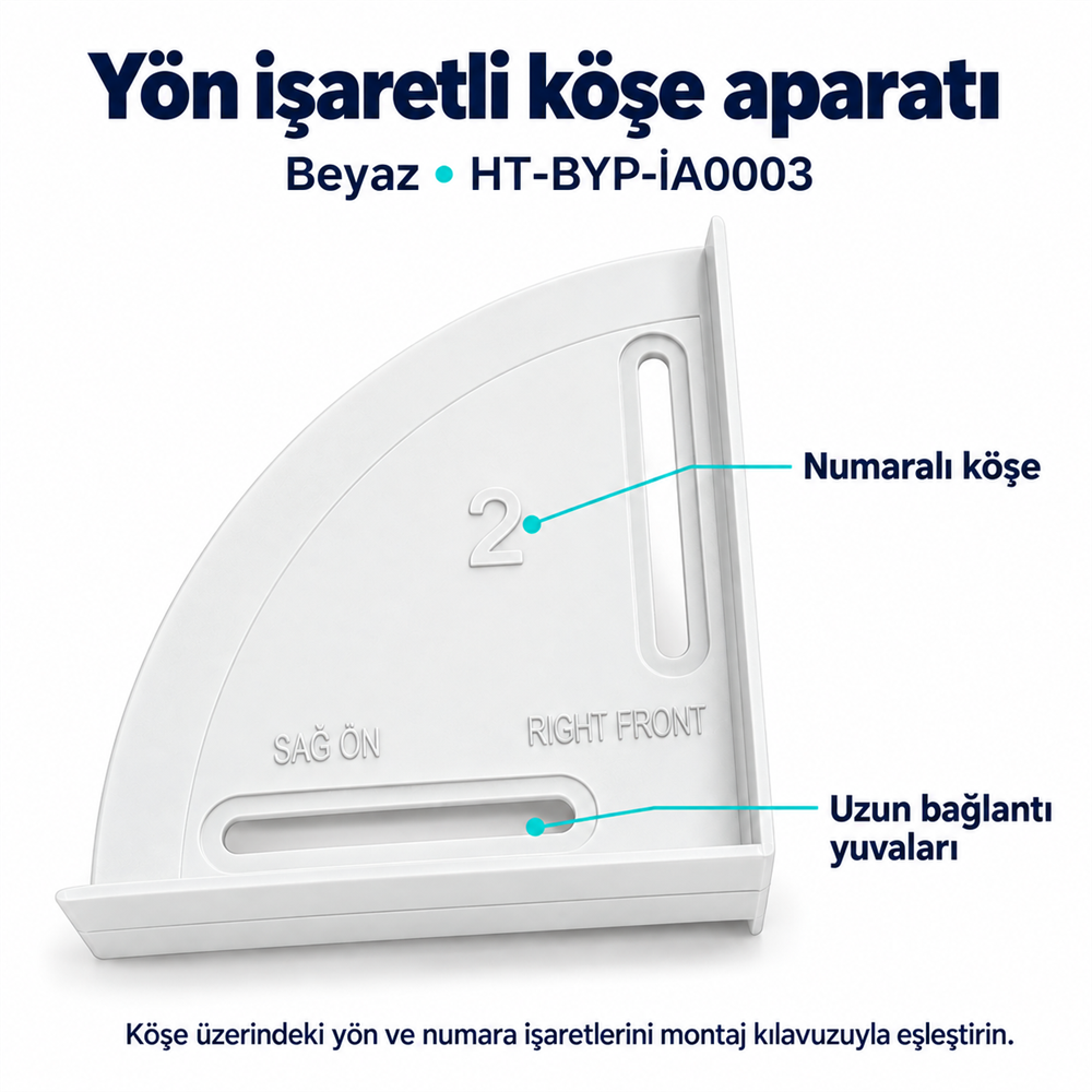 Midea Uyumlu Çamaşır - Kurutma Makinesi Ara İstif Kiti 54-64 cm - Beyaz