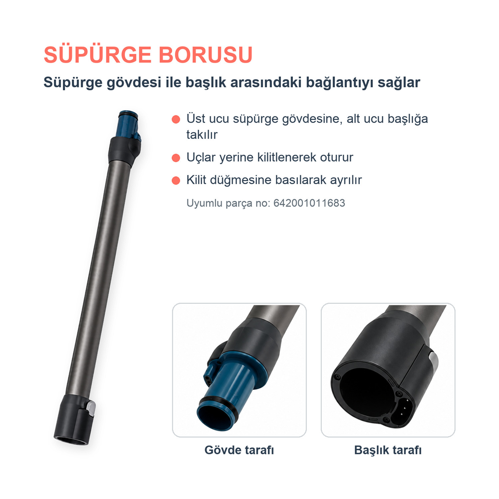 Philips Uyumlu XC8057 Aqua Plus Şarjlı Dik Süpürge LED Akıllı Başlık ve Boru Seti