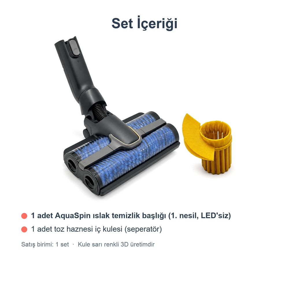 Philips Uyumlu XW 9385 Aqua Trio AquaSpin Islak Temizlik Başlığı ve Hazne İçi Kule Seti