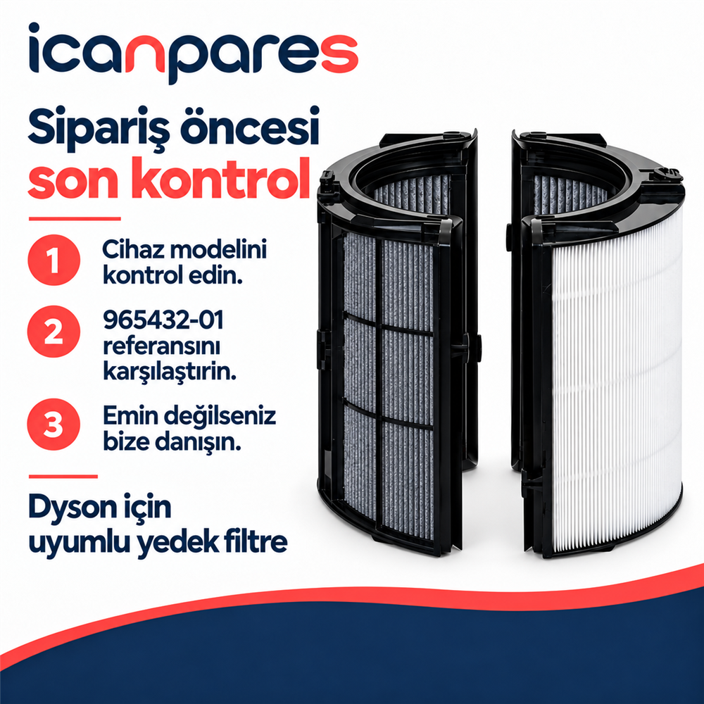 Dyson Uyumlu Pure Cool TP04 Hava Temizleyici Filtresi 965432-01 - 360° HEPA + Karbon