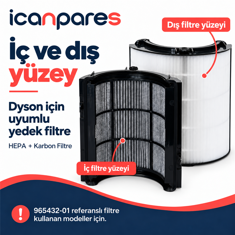 Dyson Uyumlu Purifier Hot+Cool HP1 Hava Temizleyici Filtresi 965432-01 - 360° HEPA + Karbon