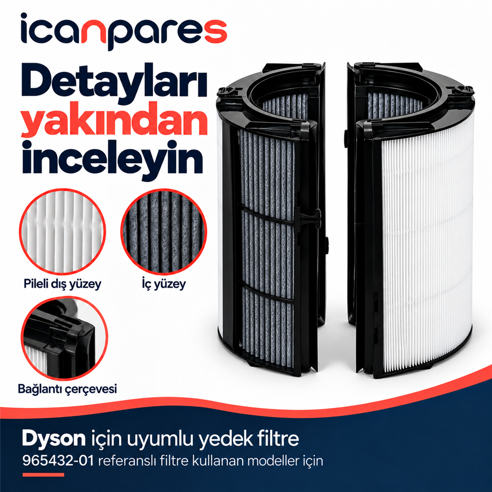 Dyson Uyumlu Purifier Hot+Cool Gen1 HP10 Hava Temizleyici Filtresi 965432-01 - 360° HEPA + Karbon