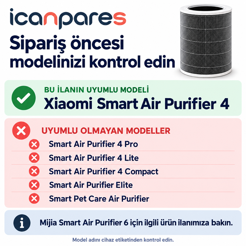 Xiaomi Smart Air Purifier 4 Hava Temizleyici ile Uyumlu Entegre Aktif Karbon Çekirdek Filtreli Anti Bakteriyel Silindirik HEPA Filtre