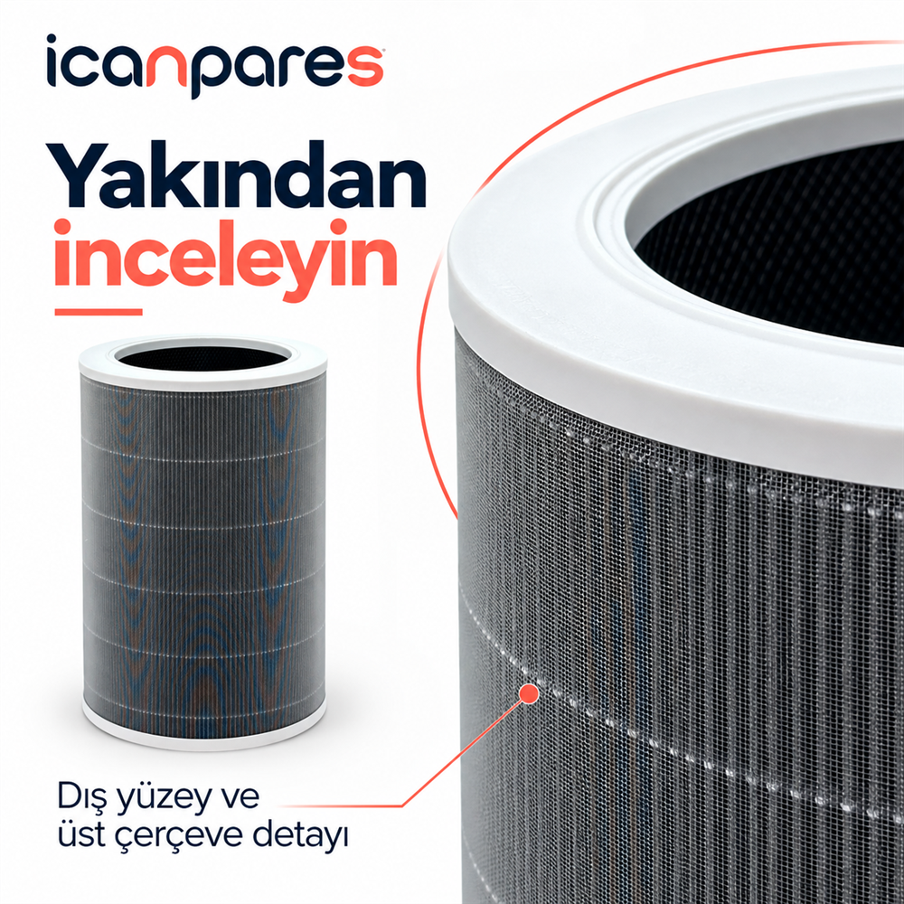 Xiaomi Smart Air Purifier 4 Hava Temizleyici ile Uyumlu Entegre Aktif Karbon Çekirdek Filtreli Anti Bakteriyel Silindirik HEPA Filtre
