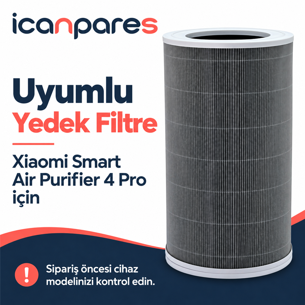 Xiaomi Smart Air Purifier 4 Pro Hava Temizleyici ile Uyumlu Entegre Aktif Karbon Çekirdek Filtreli Anti Bakteriyel Silindirik HEPA Filtre