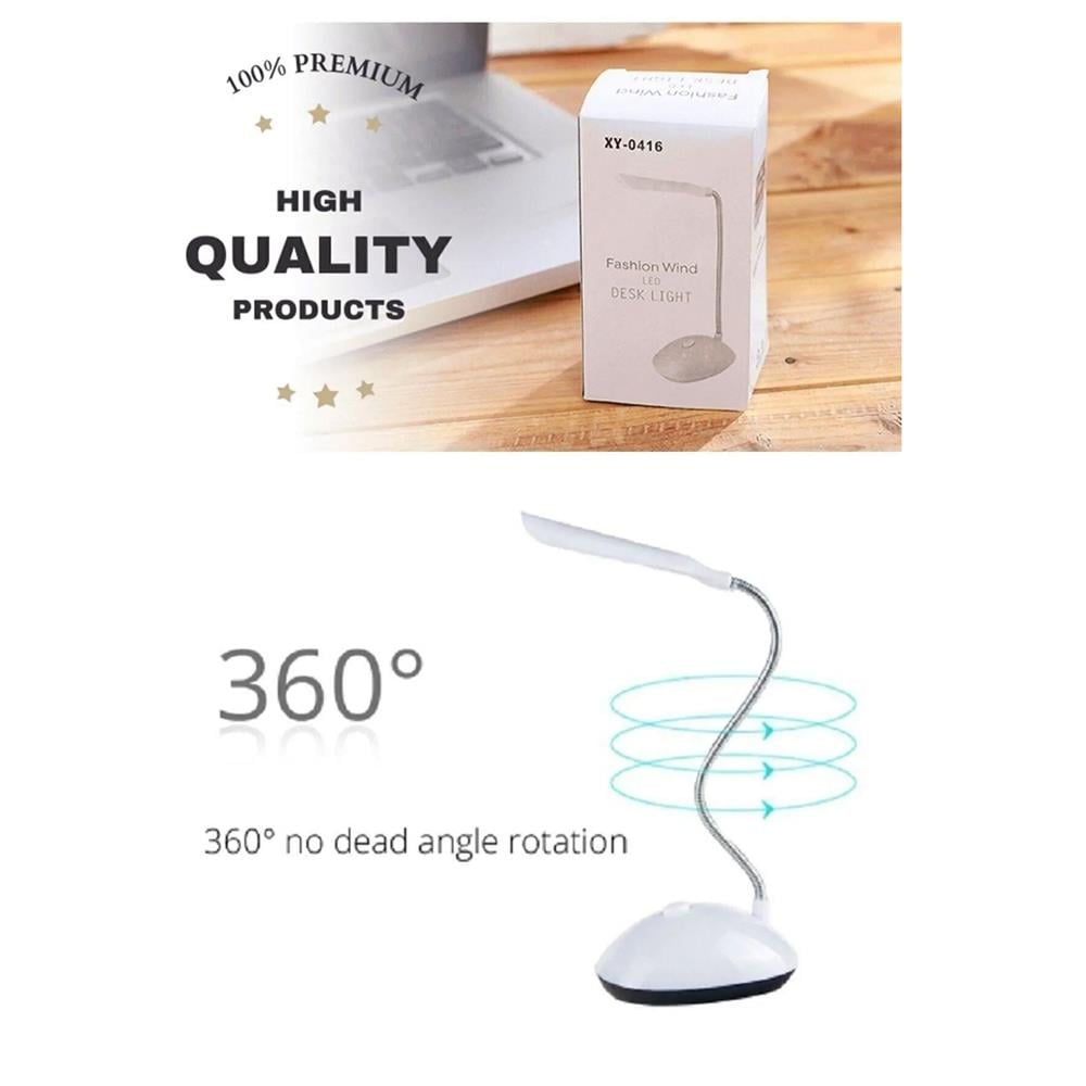 Esnek 2 Kademeli Led Masa Lambası Pilli Kitap Okuma Klavye Aydınlatma Portatif Masa Lambası XY-0416 