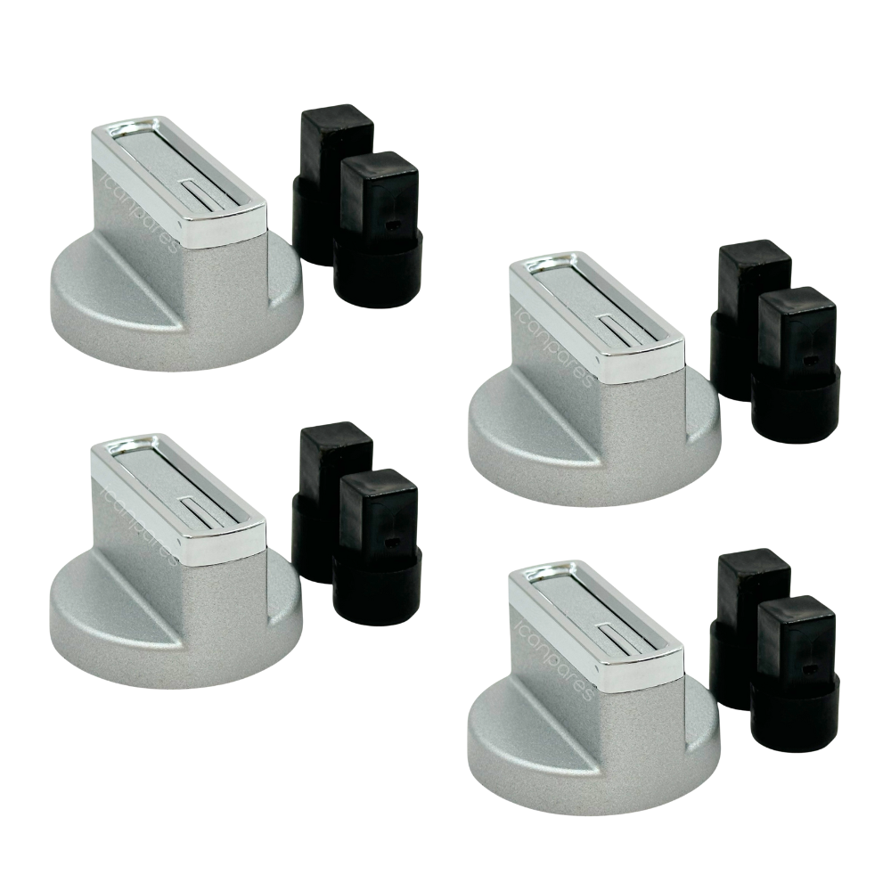 Arçelik Uyumlu OML D 611 EI Gazlı Ocak Düğmesi Takımı – 4’lü İnox Çizgili