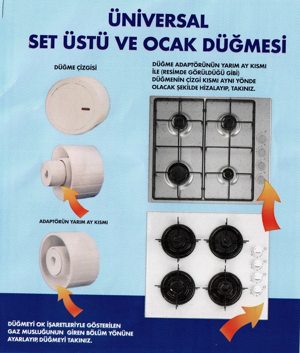 Asel Düğme 4 lü Takımı Ankastre Set Üstü Ocak Düğmesi - Tip 3 Beyaz (YAYSIZ) Görselle Eşleştiriniz