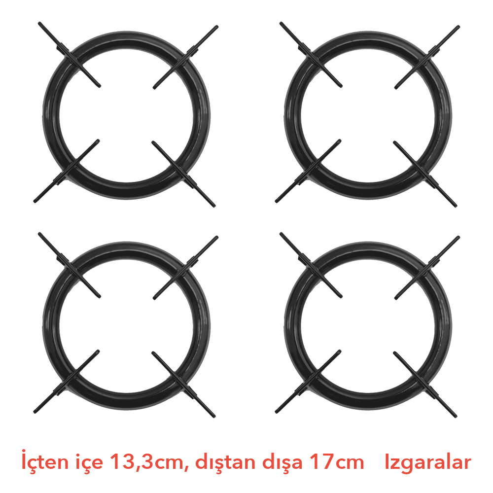 Universal 4 Gözlü Ocak Tam Takımı 17 cm Izgara - Bek, Kapak, Izgara ve Cezvelik