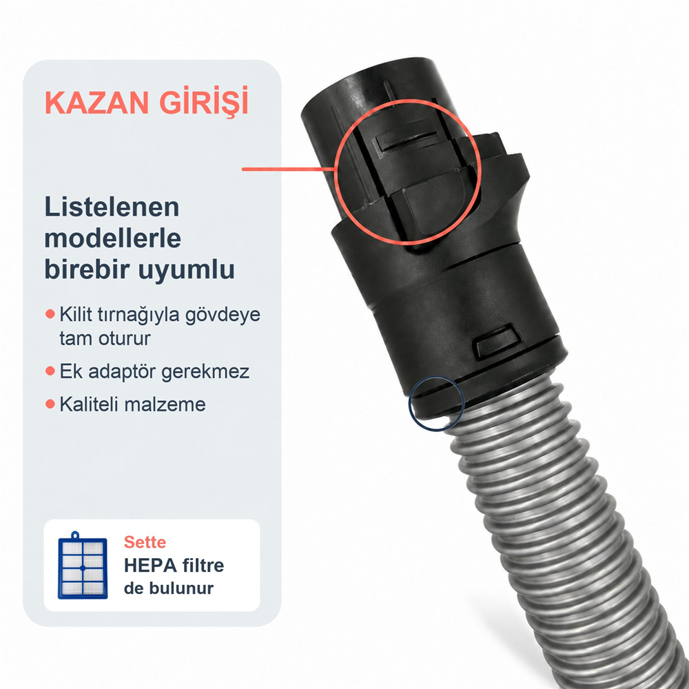 Philips Uyumlu XB 9125 Marathon Ultimate Süpürge Hortum Hepa Filtre
