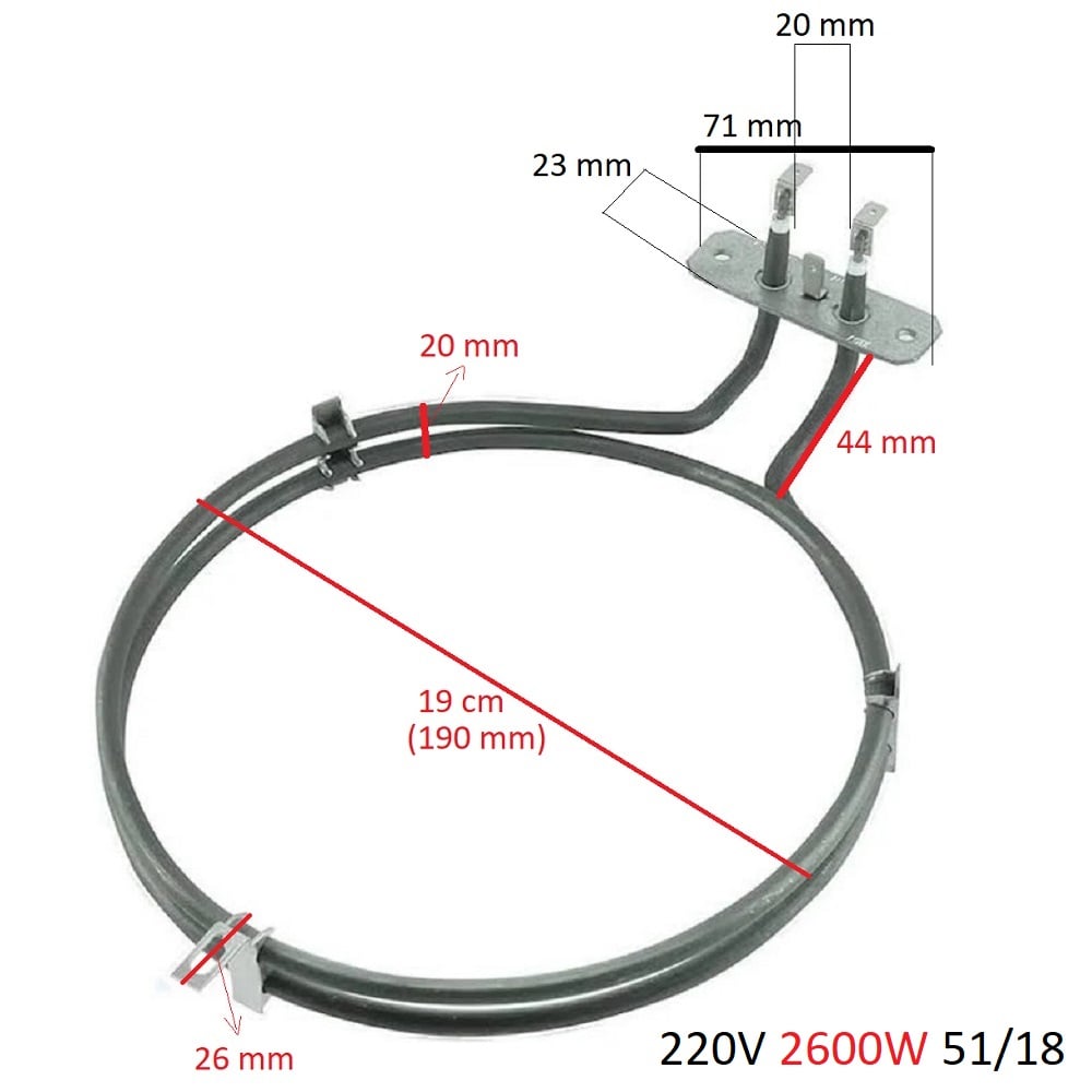 Çetintaş Turbo Fırın Rezistansı 2600 W Ölçülere Dikkat Ediniz