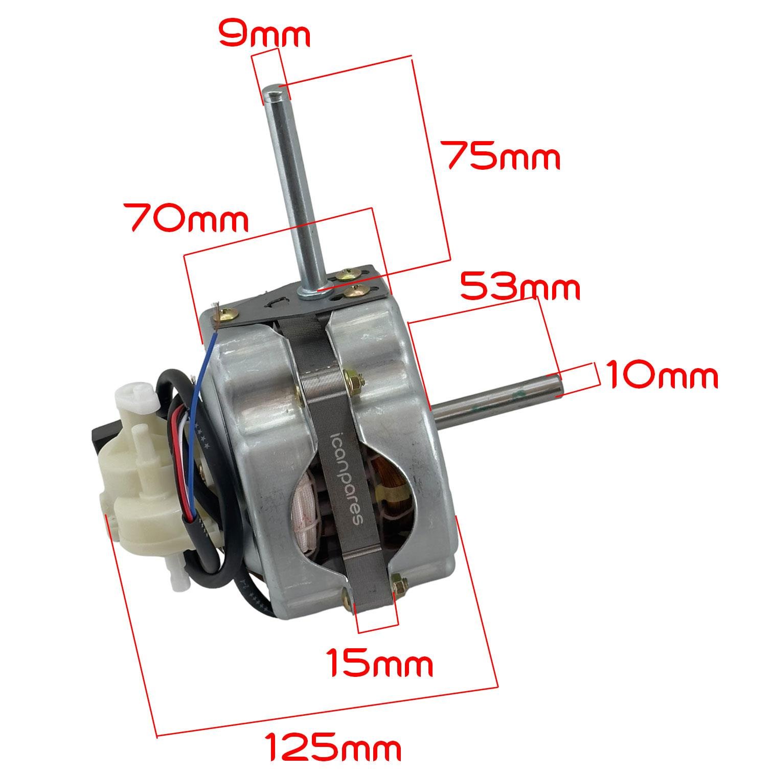Bir Çok Marka İle Uyumlu 75W / Kalın Milli 10mm - Dişsiz / Sanayi Tipi Vantilatör Motoru